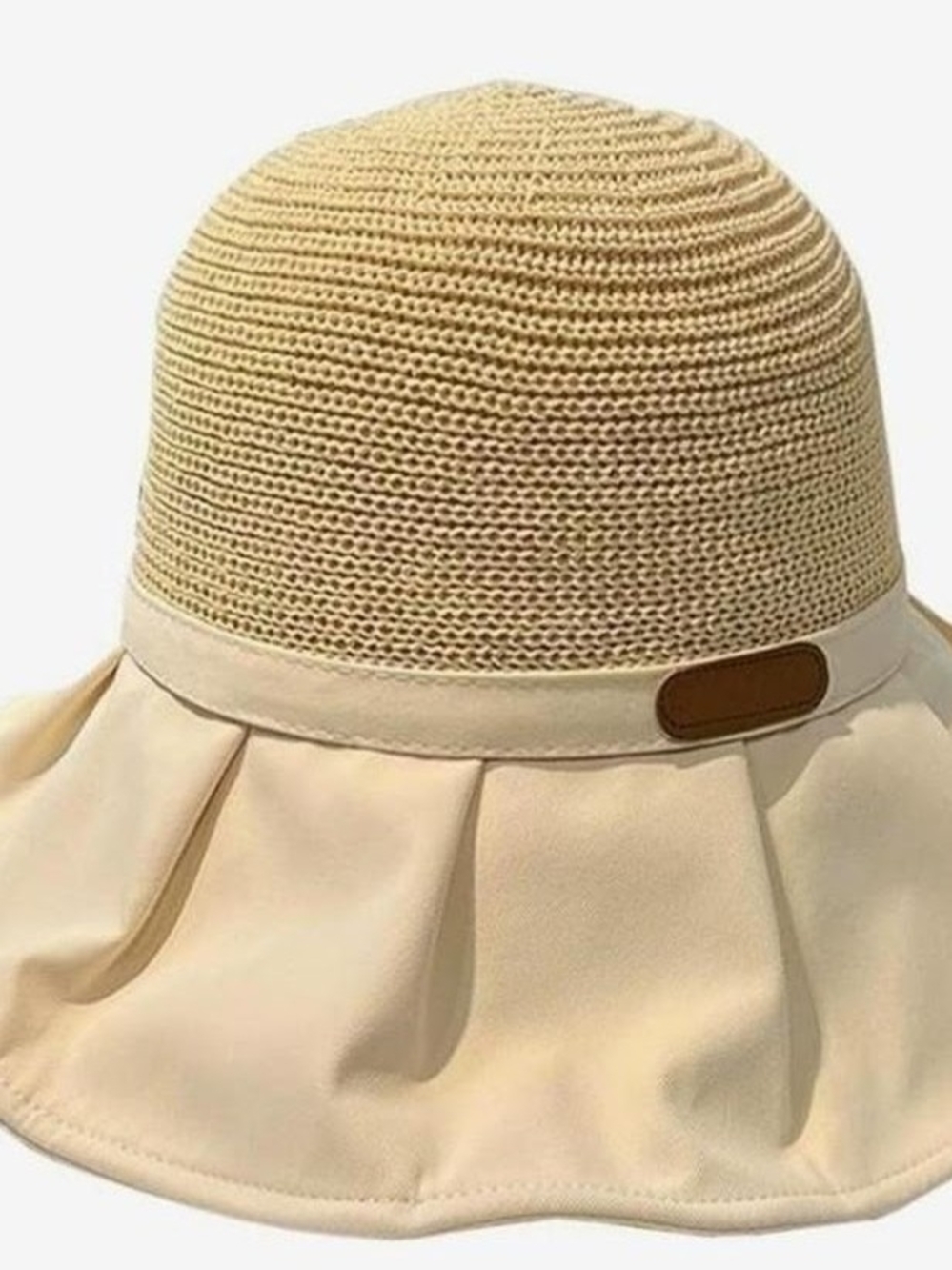 Wide Brim Crochet Sun Hat in Beige - Stylish Women's Beach Hat